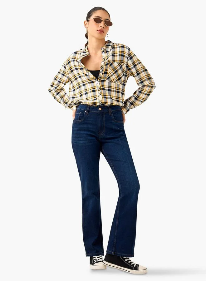 لي كوبر قميص لي كوبر كاروهات بقصة عادية وأكمام طويلة