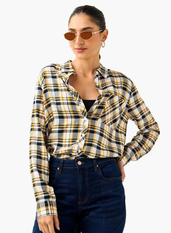 لي كوبر قميص لي كوبر كاروهات بقصة عادية وأكمام طويلة