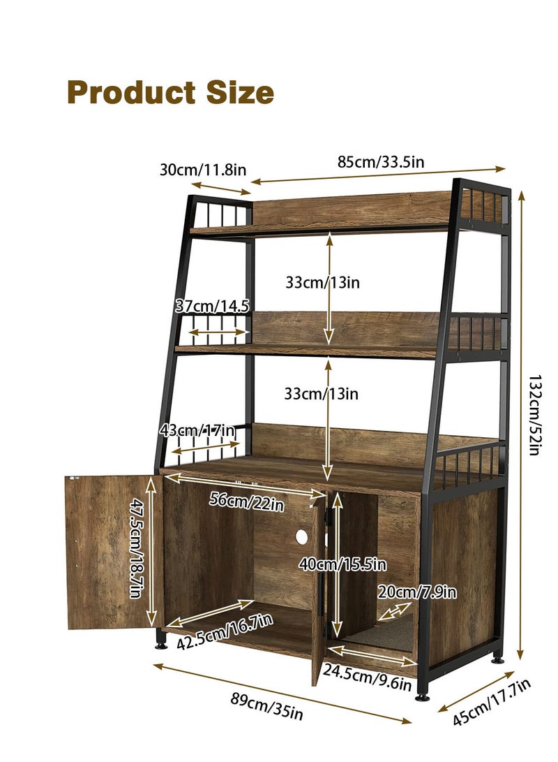 شويوين خزانة الجانبية مع أرفف 3 مستويات ومقصورتان للتخزين - خزانة وحدة تحكم المعادن والمعادن والخشب لغرفة المعيشة وبار المقهى - Image 5