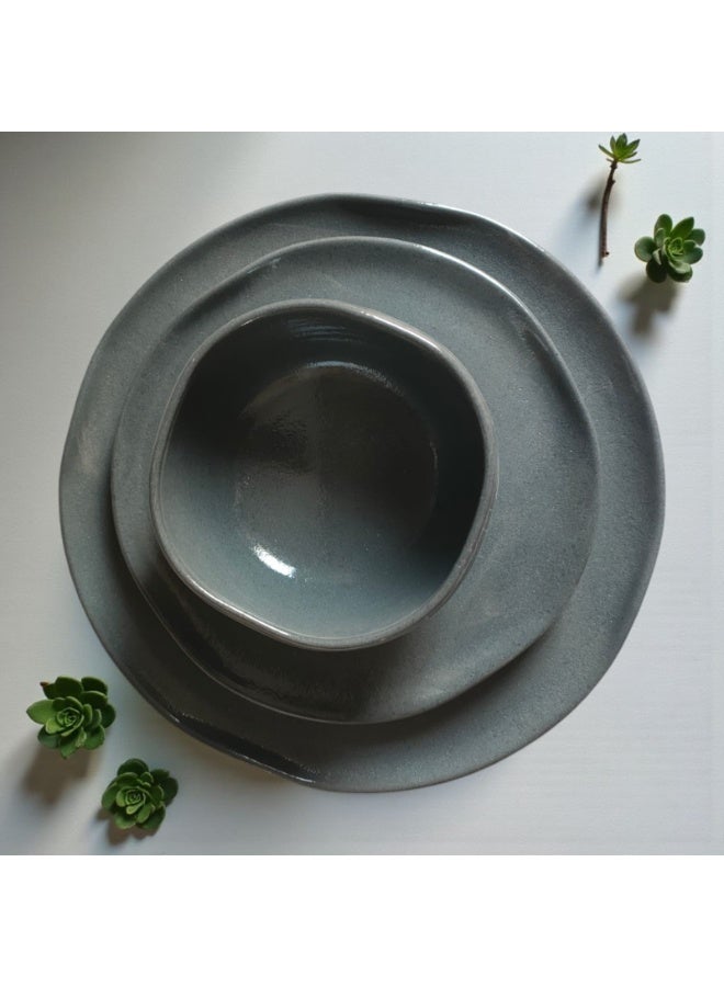 كلور زون بوتري طقم عشاء للمائدة مكونة من 3 قطع من أطباق .طبق حلويات فخار مقاس 27 آمنة للاستخدام في الميكروويف وغسالة الأطباق والفرن، خفيفة الوزن ومقاومة للخدش - Image 1