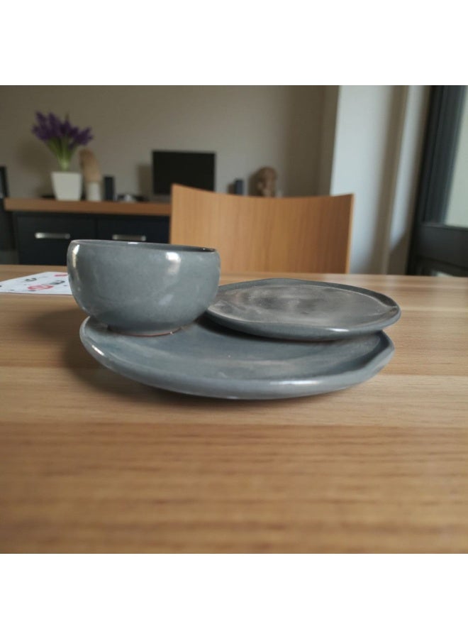 كلور زون بوتري طقم عشاء للمائدة مكونة من 3 قطع من أطباق .طبق حلويات فخار مقاس 27 آمنة للاستخدام في الميكروويف وغسالة الأطباق والفرن، خفيفة الوزن ومقاومة للخدش - Image 3