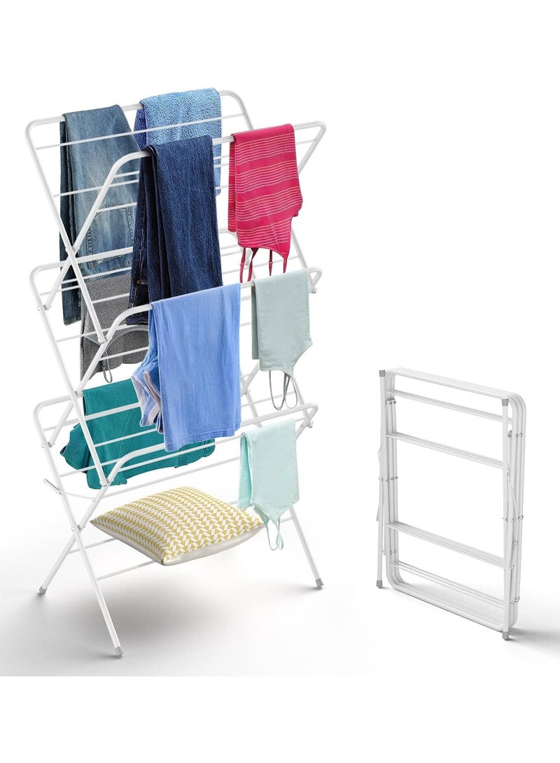 DubaiGallery 3 Tier Clothes Airer Folding and Collapsible Indoor and Outdoor Laundry Clothes Drying Rack with 14M Drying Area Steel Construction with Powder Coated - Image 1