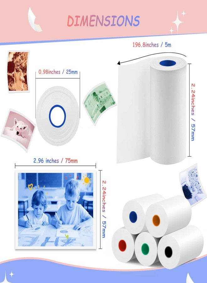MIARALA 15 Rolls 5 Vibrant Single-Color Kids Camera Paper Roll Refill, HD Paper for Most Kids Instant Cameras, BPA-Free - Image 5