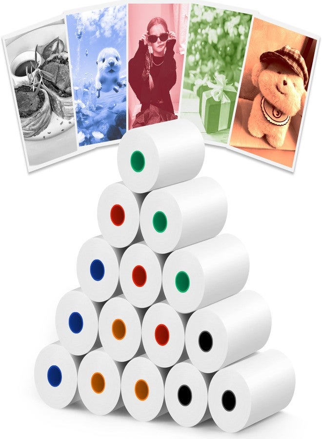 MIARALA 15 Rolls 5 Vibrant Single-Color Kids Camera Paper Roll Refill, HD Paper for Most Kids Instant Cameras, BPA-Free - Image 1