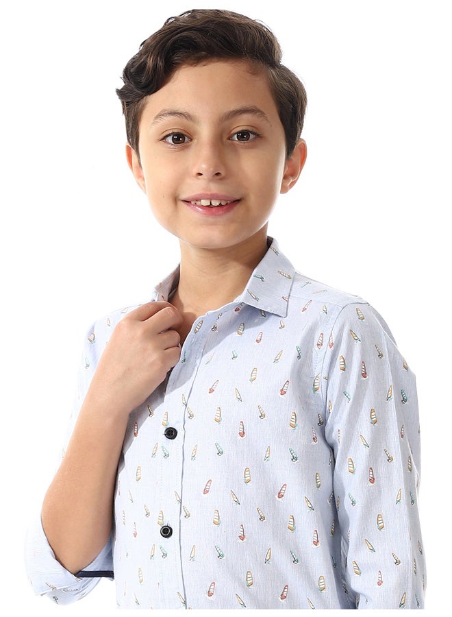 Andora Boys Sky Blue Long Sleeves Shirt_Sky blue - Image 2