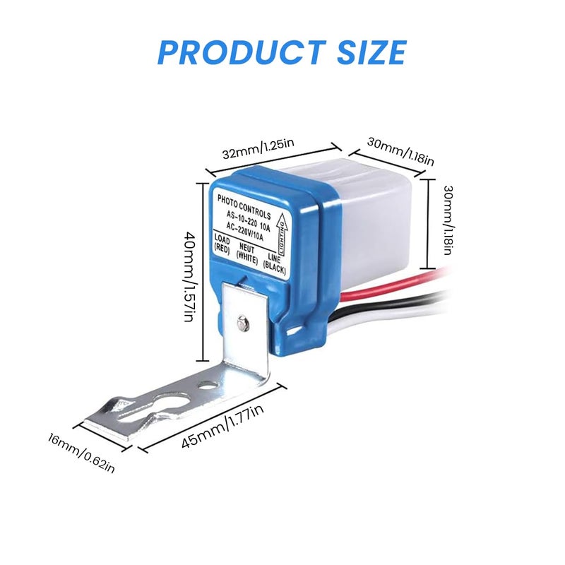 Serplex 6Pcs Photocell Switch AC 220V 10A Automatic DusktoDawn Photoswitch Auto OnOff Photocell Light Sensor Switch Photocell Control Light Sensor for for Pathway Porch Stair and Home Lighting - Image 4