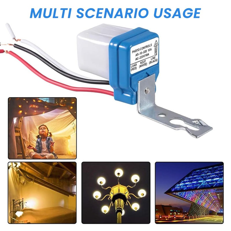 Serplex 6Pcs Photocell Switch AC 220V 10A Automatic DusktoDawn Photoswitch Auto OnOff Photocell Light Sensor Switch Photocell Control Light Sensor for for Pathway Porch Stair and Home Lighting - Image 5