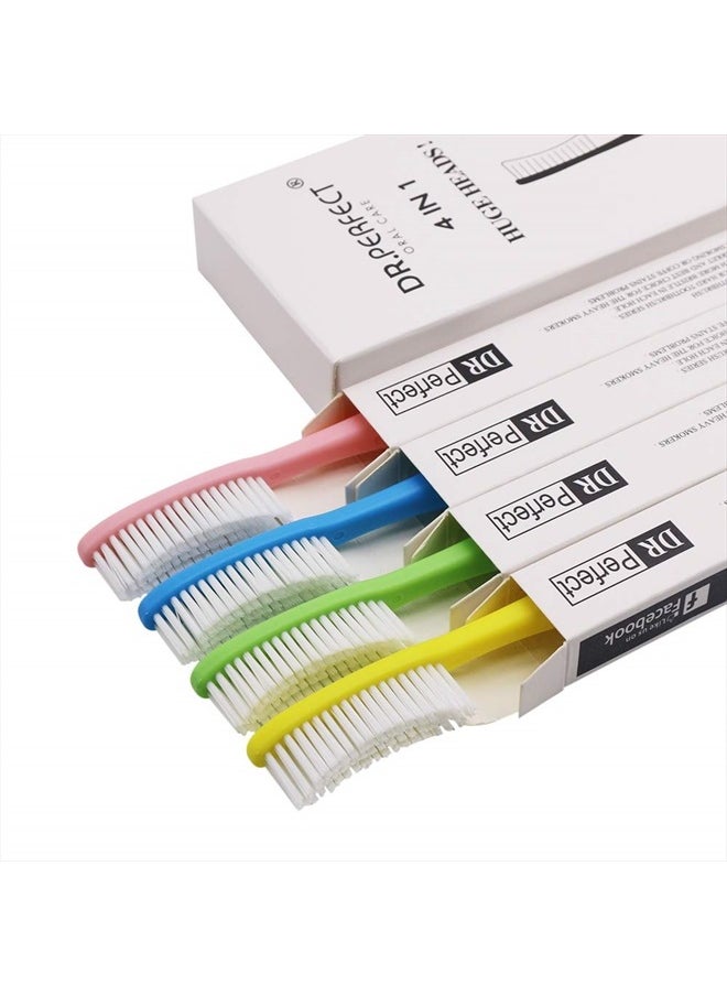 DR PERFECT - DR PEFECT Extra Hard & Firm Toothbrush BPA Free Large Long Head Whitening Teeth Pack of 4 - Image 1