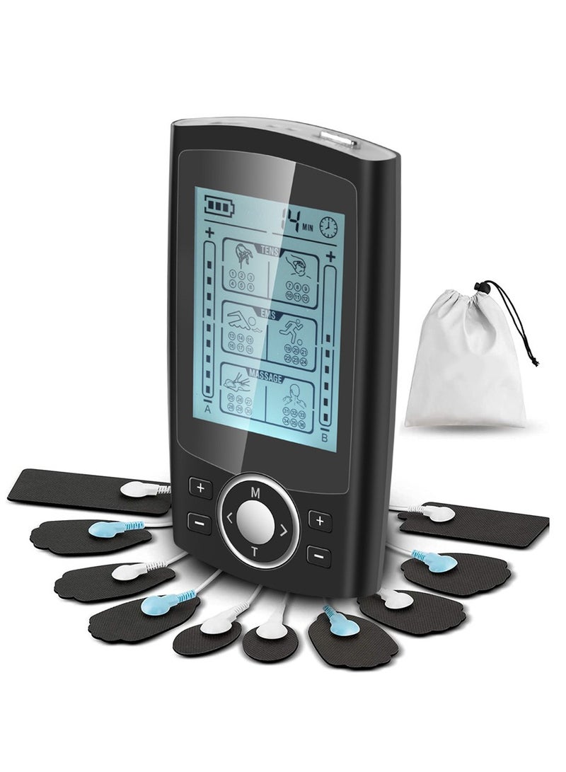 MHD Dual Channel 36 Modes Digital Electric Shock Therapy Pulse Massager TENS Unit Muscle Stimulator Machine for Back, Neck, Sciatica, Nerve Pain Relief  - Image 1