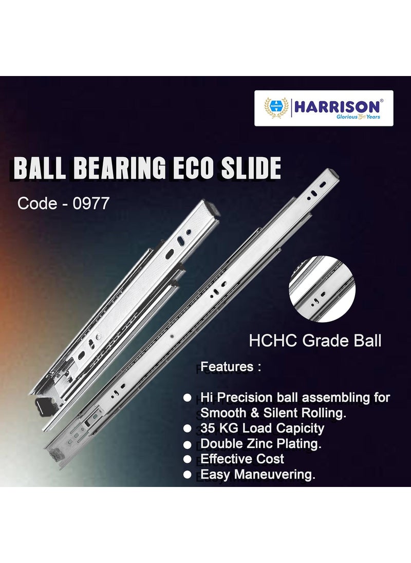 Harrison Harrison Telescopic Ball Bearing Eco Slide 0977 Drawer Channel Stainless Steel 18 inch Soundless Modular Kitchen Drawer Slides Rust Free Load Bearing Capacity 35 kg Furniture Hardware  - Image 3