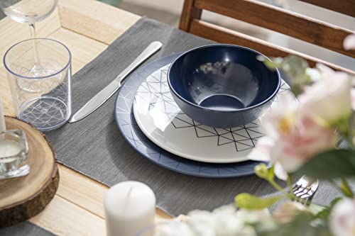 bzyoo 12 Piece Melamine Dinnerware Set - Durable, Dishwasher Safe Plates and Bowls - Dinning, Parties, Camping Dish Set Spidy Blue Collection - Image 4