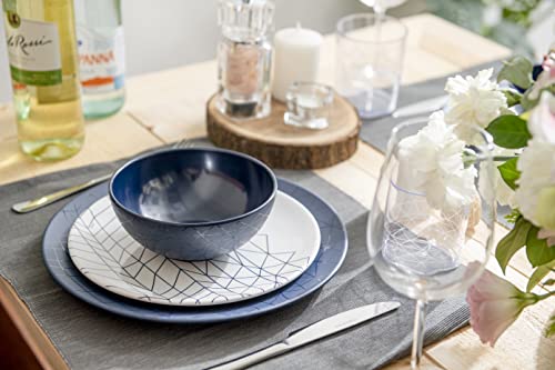 bzyoo 12 Piece Melamine Dinnerware Set - Durable, Dishwasher Safe Plates and Bowls - Dinning, Parties, Camping Dish Set Spidy Blue Collection - Image 3