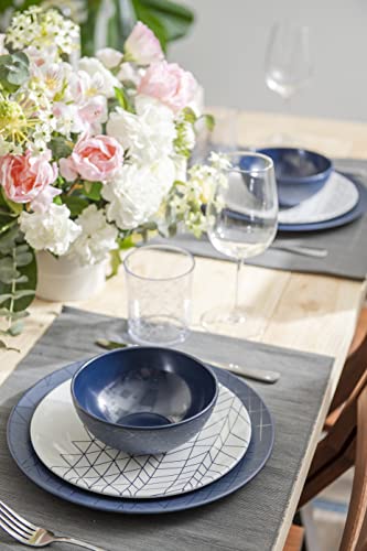 bzyoo 12 Piece Melamine Dinnerware Set - Durable, Dishwasher Safe Plates and Bowls - Dinning, Parties, Camping Dish Set Spidy Blue Collection - Image 2