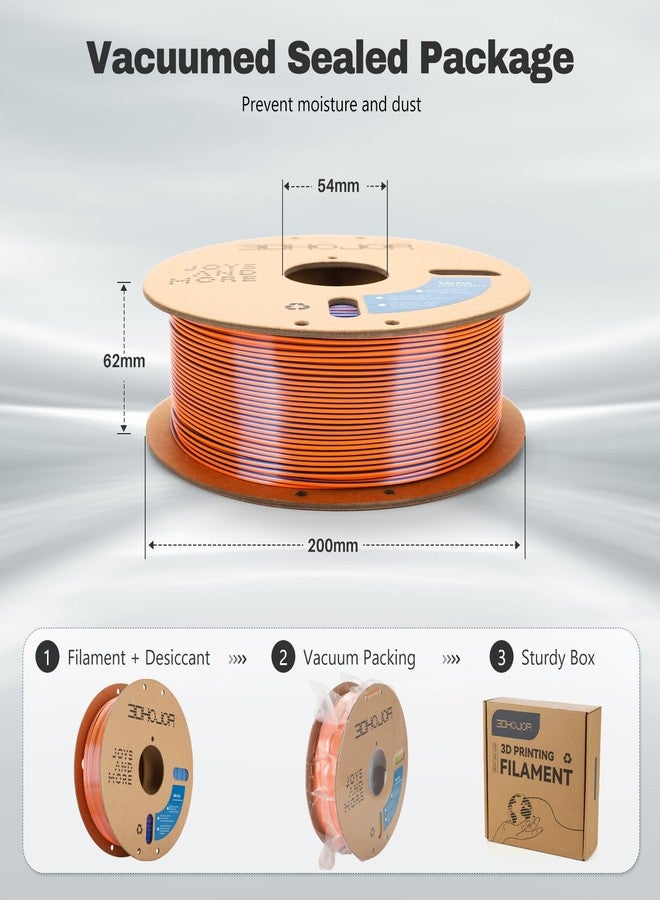 3DHoJor Silk PLA Filament 1.75mm Blue Orange Green Triple Color PLA 3D Printer Filament 3 in 1 Coextrusion 1KG Spool(2.2lbs) 3D Printing Filament Dimensional Accuracy +/- 0.03mm - Image 5
