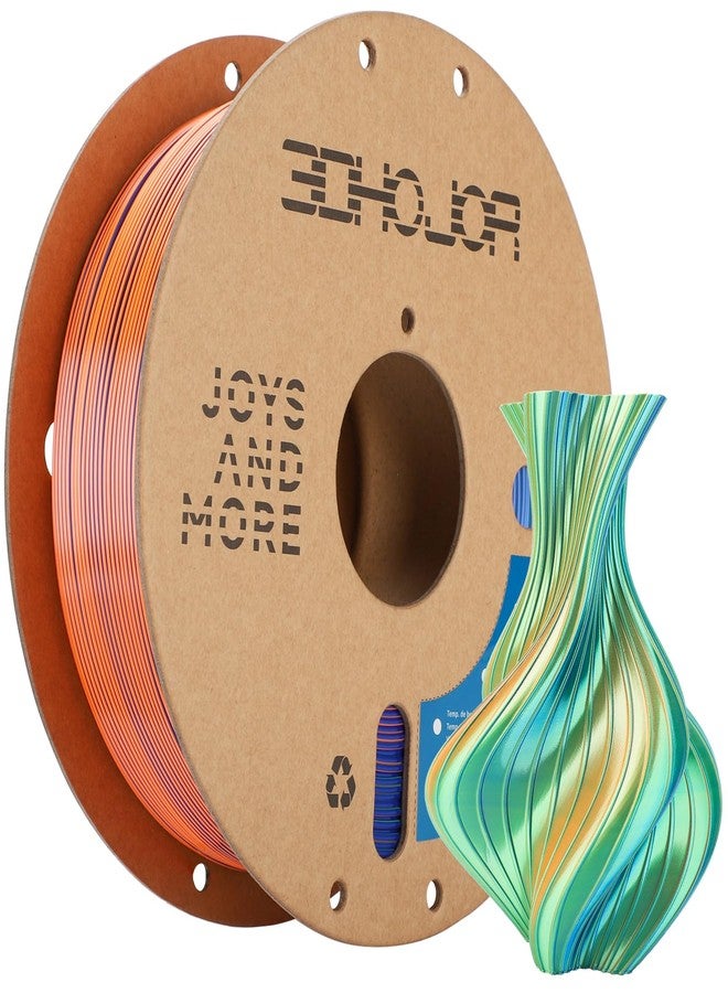 3DHoJor Silk PLA Filament 1.75mm Blue Orange Green Triple Color PLA 3D Printer Filament 3 in 1 Coextrusion 1KG Spool(2.2lbs) 3D Printing Filament Dimensional Accuracy +/- 0.03mm - Image 1