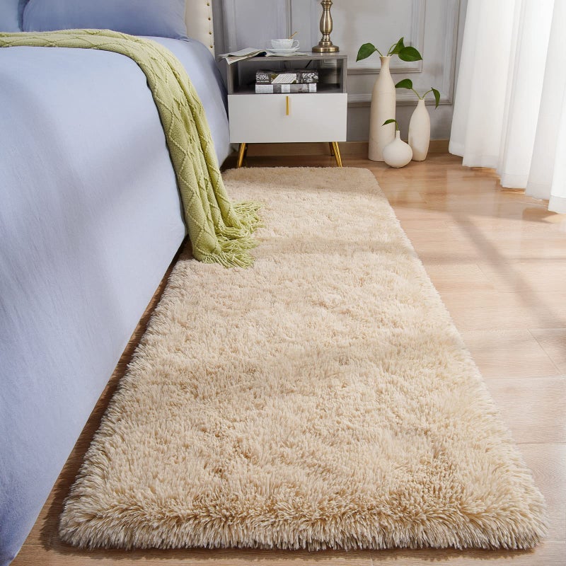 BENRON Soft Runner Rugs for Bedroom 2x6, Washable Long Runners for Hallway Entryway Kitchen Dorm, Fluffy Throw Rug for Kids Girls Room Decor Photo Prop, Light Tan - Image 1
