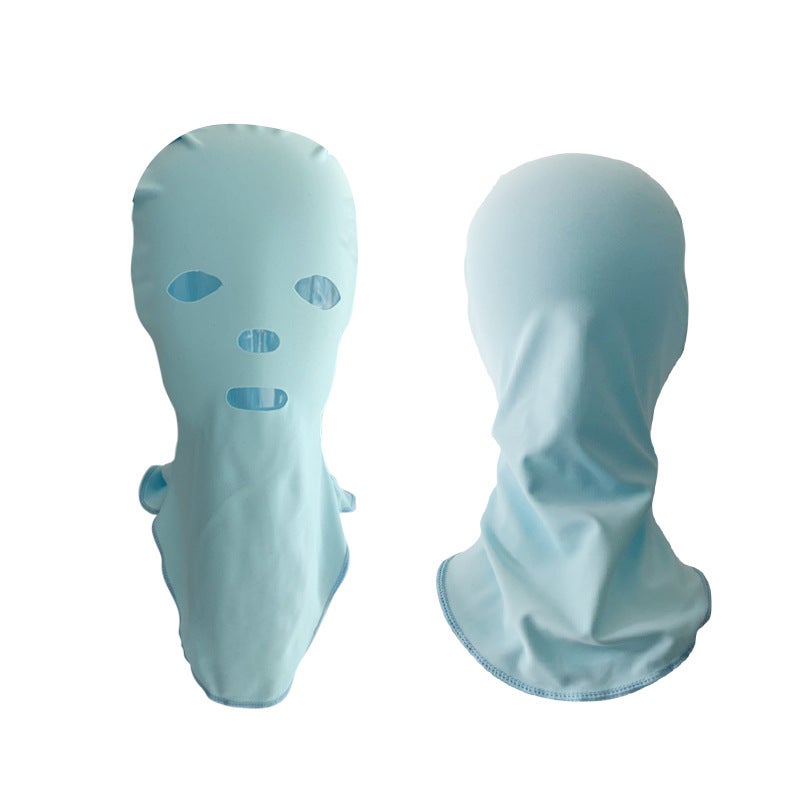 Generic Diving Hat Swimming Headgear Waterproof Female Pullover Face Gini Summer Outdoor Face Gini Sunscreen UV Protection Light Blue 