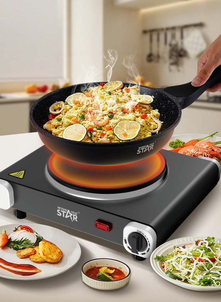 Winning Star 1500W Infrared Induction Cooktop, Electric Stove Burner, Electric Hot Plate, Single Electric Cooktops Countertop Stoveck for Home Dorm Office, Temperature Controls, Power Indicator Lights, Easy to Clean - Image 1