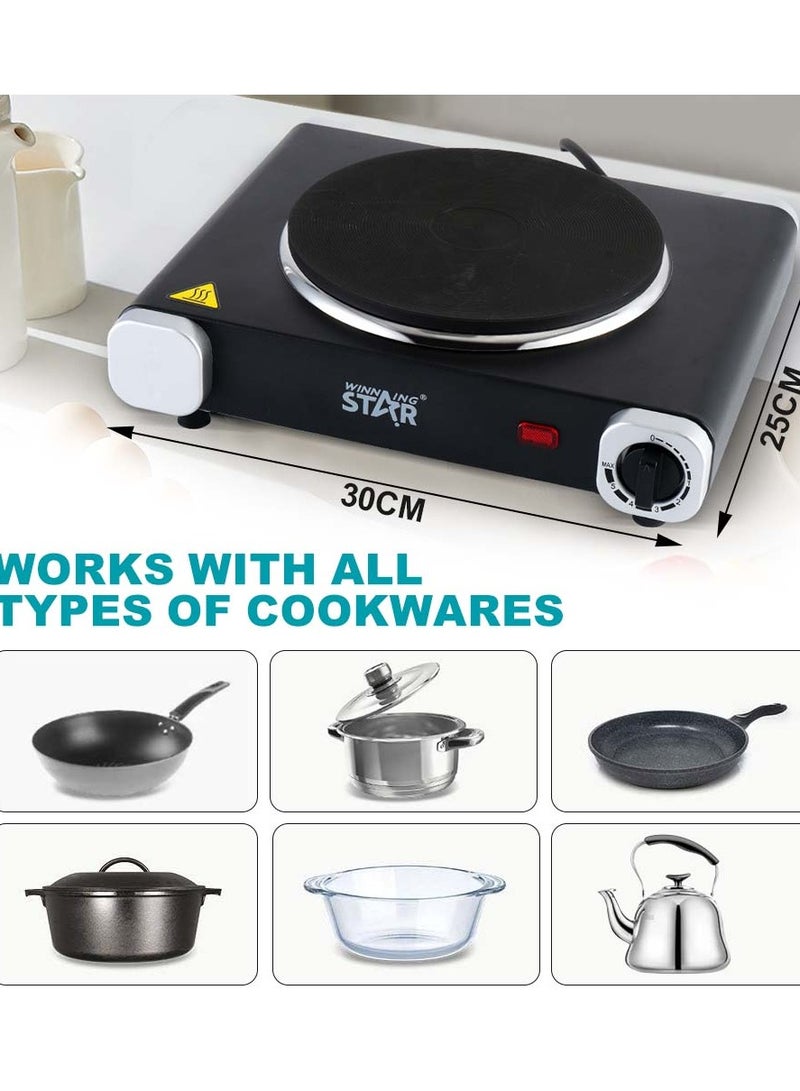 Winning Star 1500W Infrared Induction Cooktop, Electric Stove Burner, Electric Hot Plate, Single Electric Cooktops Countertop Stoveck for Home Dorm Office, Temperature Controls, Power Indicator Lights, Easy to Clean - Image 3