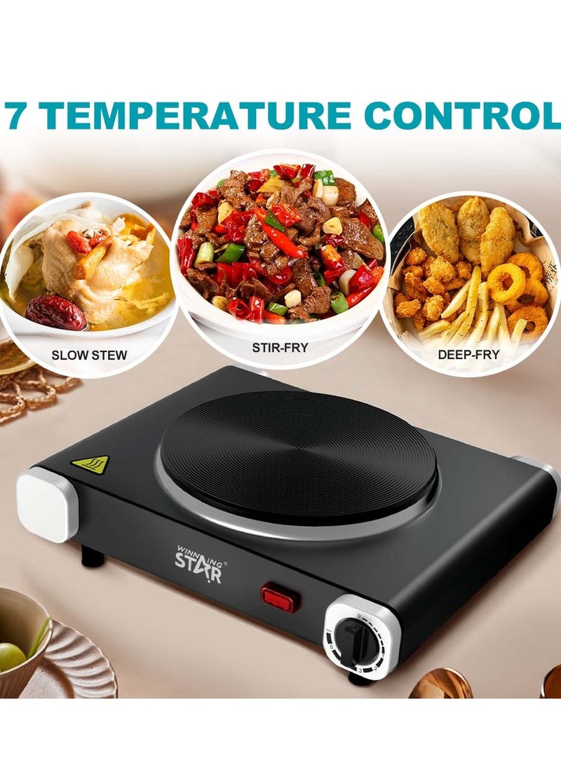 Winning Star 1500W Infrared Induction Cooktop, Electric Stove Burner, Electric Hot Plate, Single Electric Cooktops Countertop Stoveck for Home Dorm Office, Temperature Controls, Power Indicator Lights, Easy to Clean - Image 5