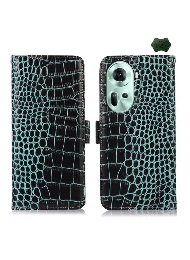 S-TOP Case For OPPO Reno11 5G Global Crocodile Top Layer Cowhide Leather Phone Case - Image 1