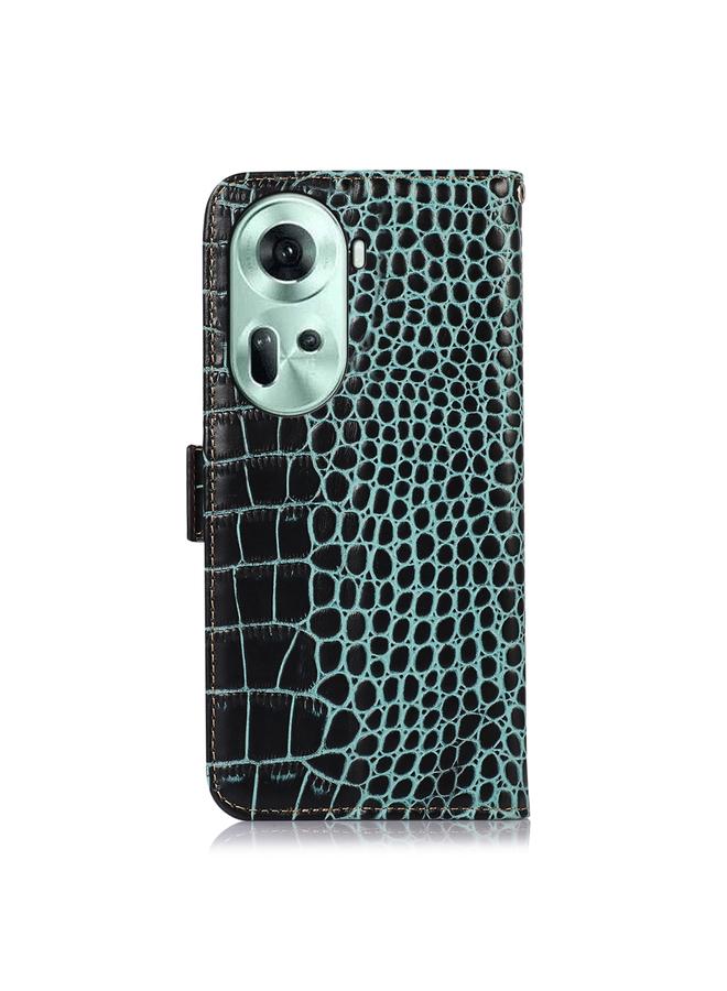 S-TOP Case For OPPO Reno11 5G Global Crocodile Top Layer Cowhide Leather Phone Case - Image 4