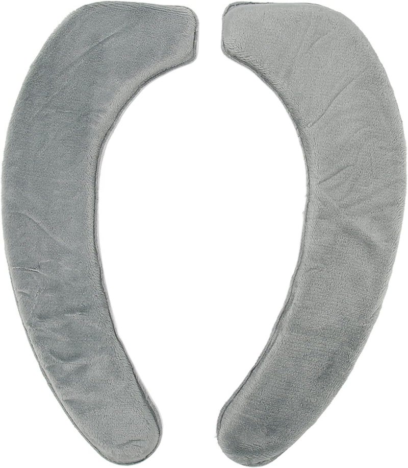 Soft Warm Flannel Toilet Seat Cover Cushion Self Adhesive Washable 2 Pack Gray - Image 1