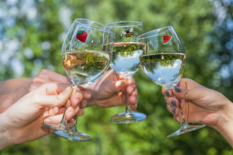 Simply Charmed Magnetic Wine Glass Charms with Bee, Strawberry and Flowers Set of 6 Fun Drink Markers or Cocktail Identifiers - Image 3
