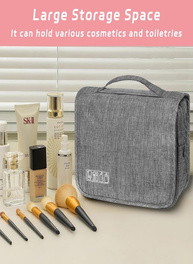 YEMEDA Toiletry Bag Travel Bag with Hanging Hook, Waterproof Capacity Hanging Multifunctional Makeup Bag for Toiletries, Portable Cosmetic Bag Travel Organizer for Women and Men, B4-Grey, small - Image 4