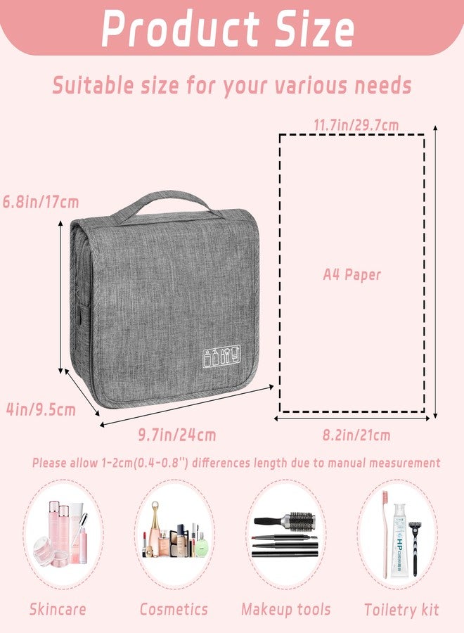 YEMEDA Toiletry Bag Travel Bag with Hanging Hook, Waterproof Capacity Hanging Multifunctional Makeup Bag for Toiletries, Portable Cosmetic Bag Travel Organizer for Women and Men, B4-Grey, small - Image 2