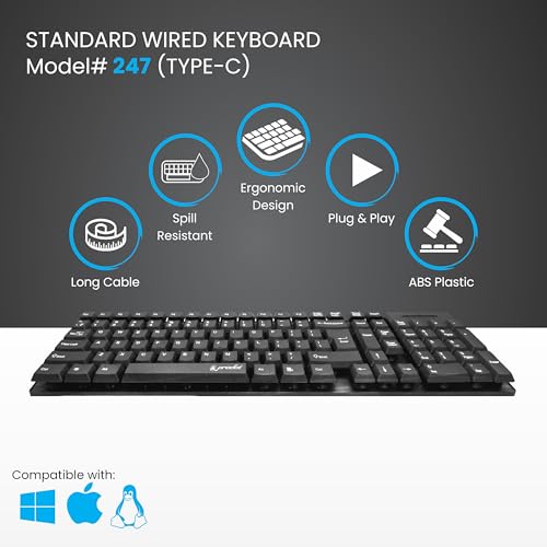 ProDot Alive Type-C Wired Keyboard Floated Key I Plug & Play Technology I 104 Keys I Rupees Key I Spill Resistant Design I Compatible with Windows, iOS, Linux, Laptop and Mobile with 1 Year Warranty - Image 3