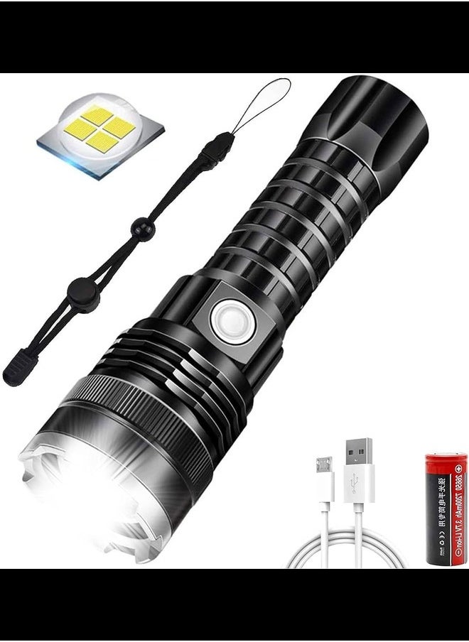 Generic Super Bright 12000 Lumens Rechargeable Handheld Torch Zoomable Waterproof Torch Lamp 5 Modes Flashlight for Camping Hiking Fishing Hunting  - Image 1