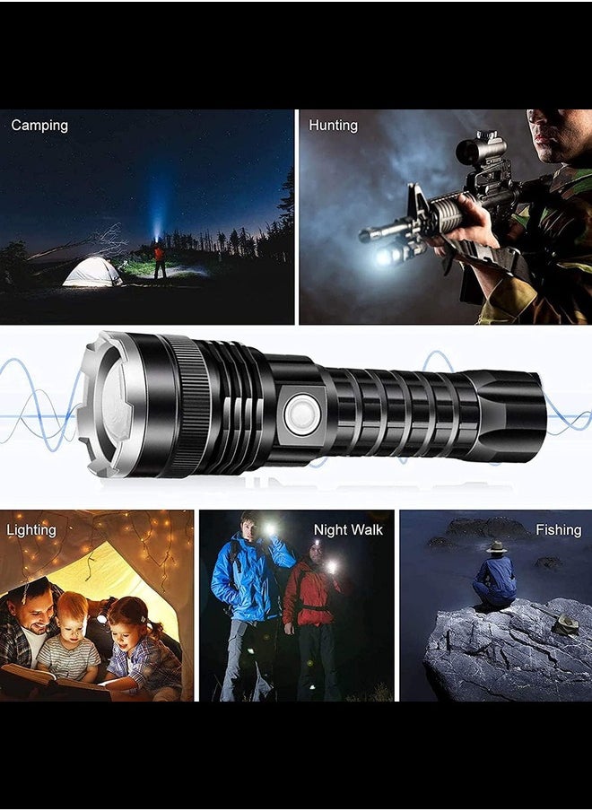 Generic Super Bright 12000 Lumens Rechargeable Handheld Torch Zoomable Waterproof Torch Lamp 5 Modes Flashlight for Camping Hiking Fishing Hunting  - Image 5