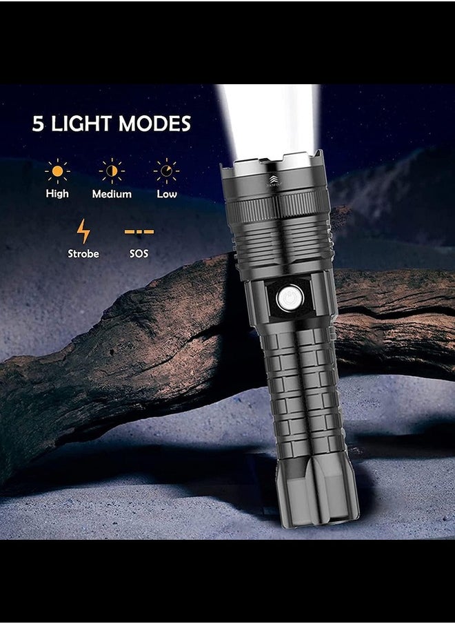 Generic Super Bright 12000 Lumens Rechargeable Handheld Torch Zoomable Waterproof Torch Lamp 5 Modes Flashlight for Camping Hiking Fishing Hunting  - Image 4