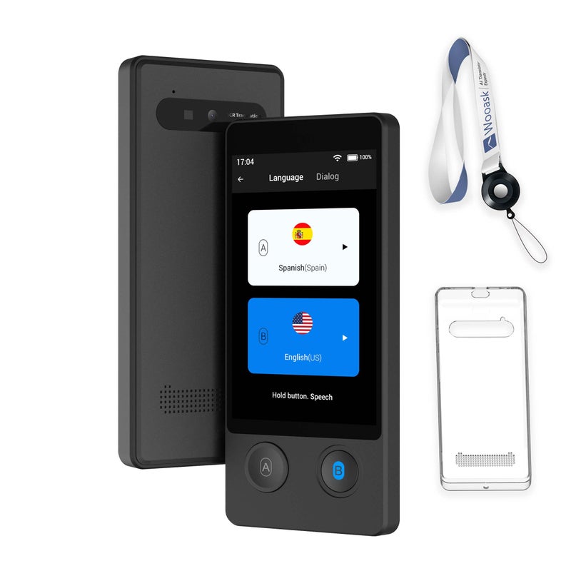 Wooask Offline Translator Device W12 144 Languages 98 Accuracy 05s Instant Translation Ideal for Travel Business and Global Communicationwith Lanyard and Protective Case Black - Image 2
