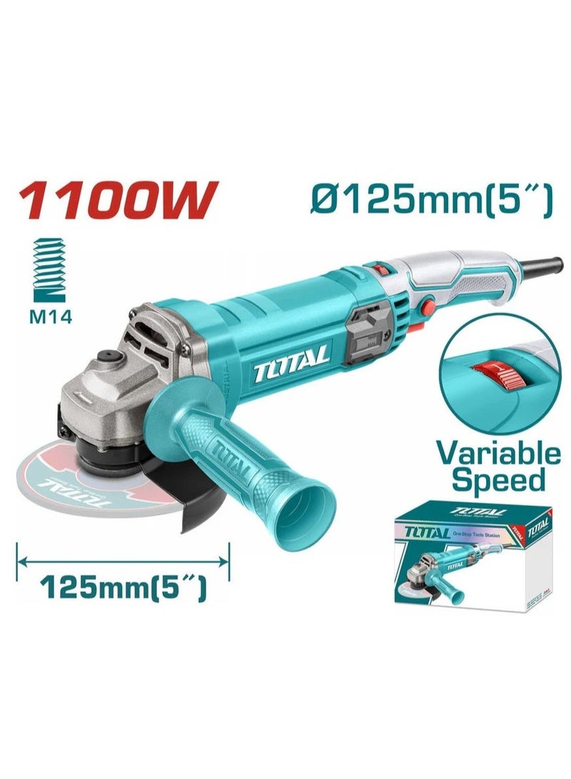 توتال صاروخ جلخ TOTAL بقوة 1100 واط، سرعة متغيرة، قرص 125 مم (5 بوصة)، محور M14، 5000-12000 دورة في الدقيقة، موديل TG110125565 - Image 3