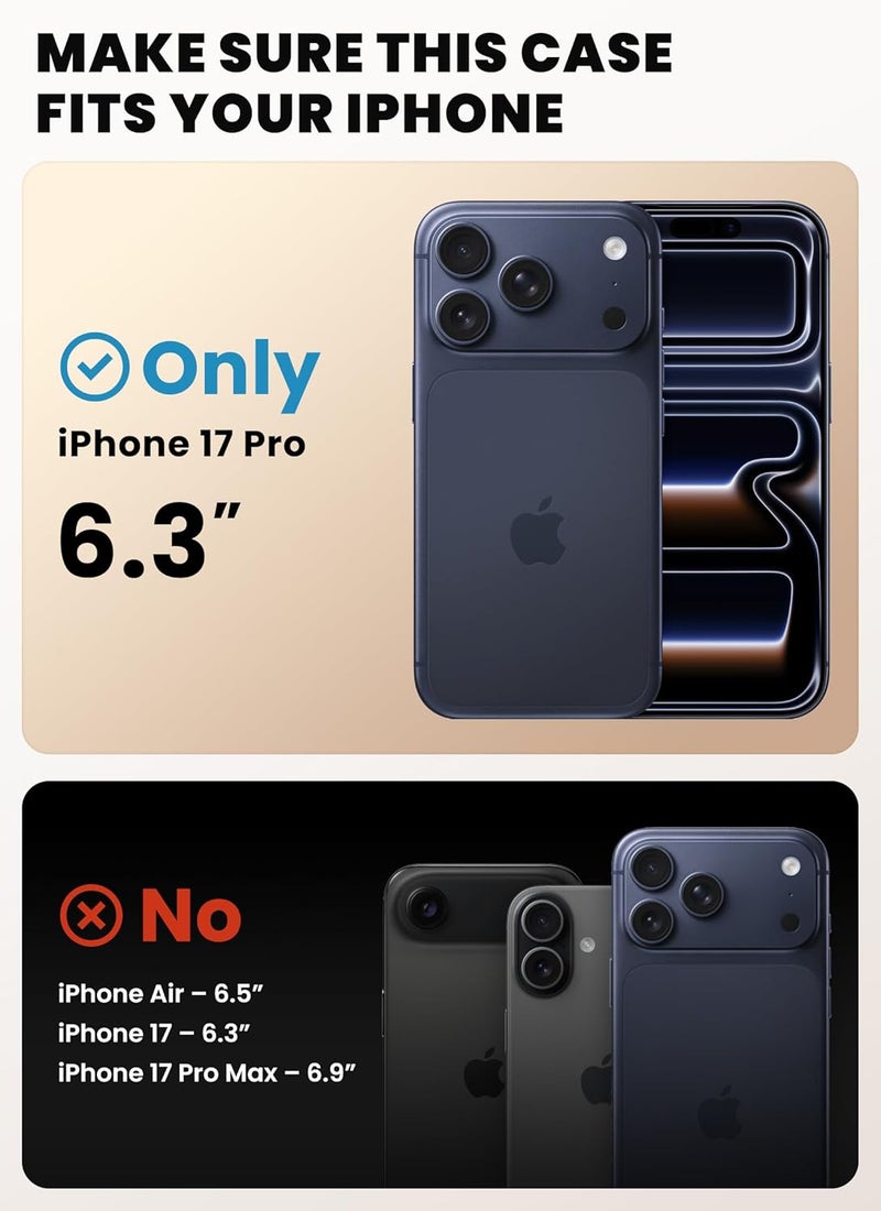 آي-بلاسون غطاء لجهاز iPhone 17 Pro مع MagSafe وحامل [واقي شاشة زجاجي مقسّى 9H] [حماية عسكرية] [زر التحكم في الكاميرا] غطاء مغناطيسي كامل الجسم ثقيل للهاتف مقاس 6.3 بوصة، أسود - Image 2