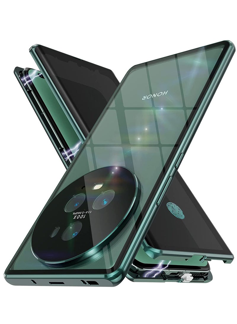 Honor Magic 5 Pro 5G, Front and Back Metal Magnetic Case, 360 Degree Protection with Anti-Peep Glass - Image 1