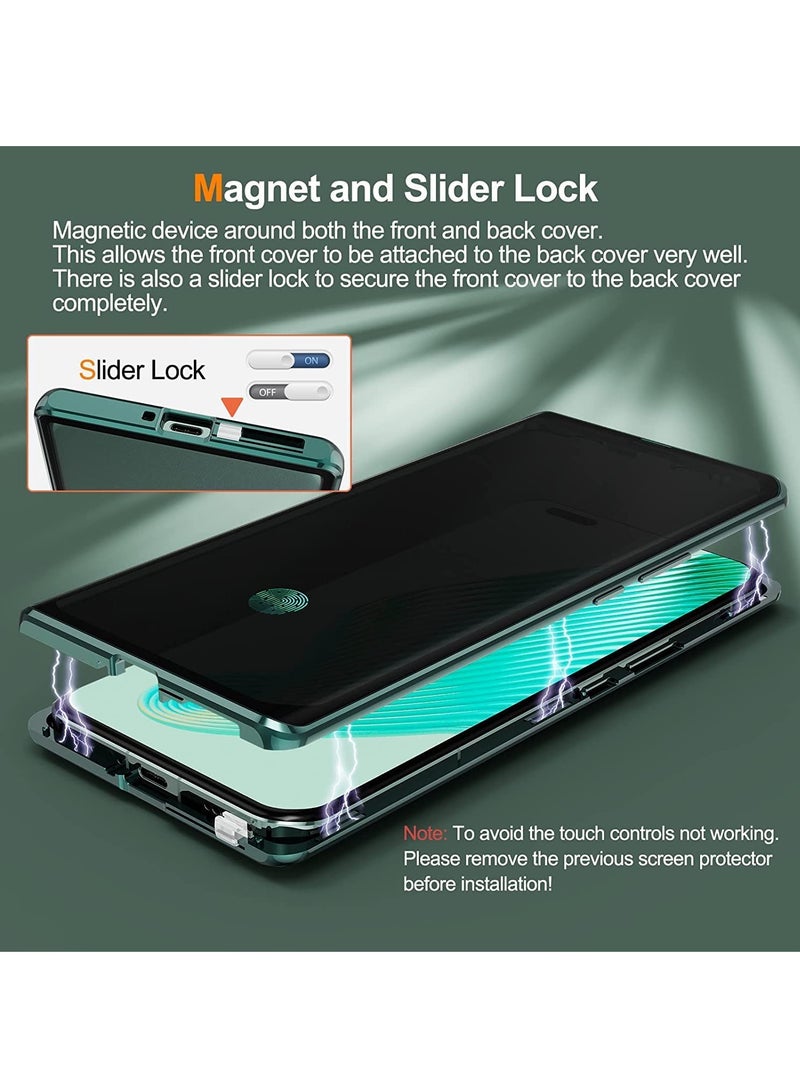Honor Magic 5 Pro 5G, Front and Back Metal Magnetic Case, 360 Degree Protection with Anti-Peep Glass - Image 3