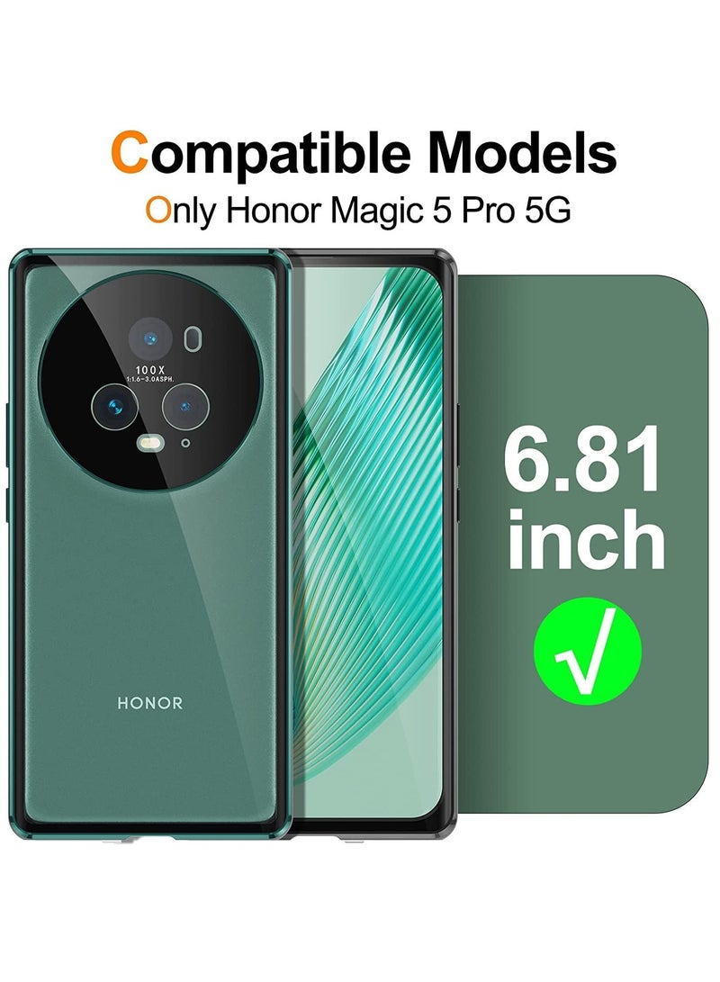 Honor Magic 5 Pro 5G, Front and Back Metal Magnetic Case, 360 Degree Protection with Anti-Peep Glass - Image 2