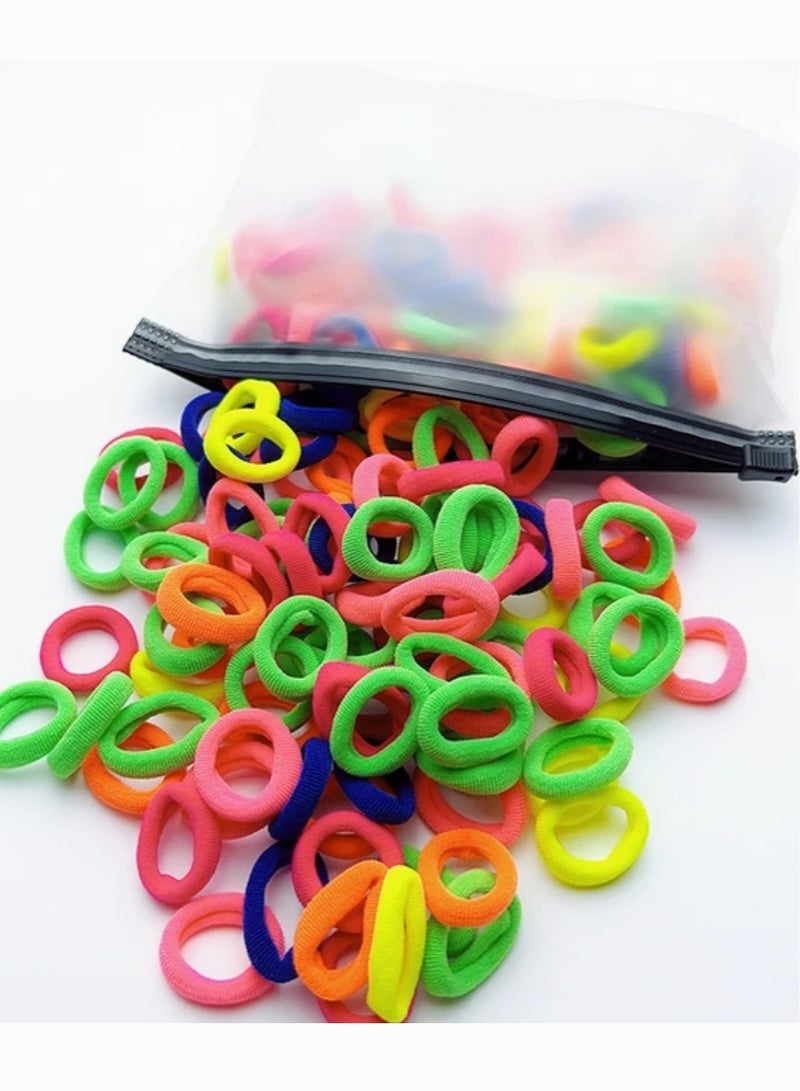 Set of 150 Girly colorful elastic hair bobbles ties and 2 hair clips - Image 5