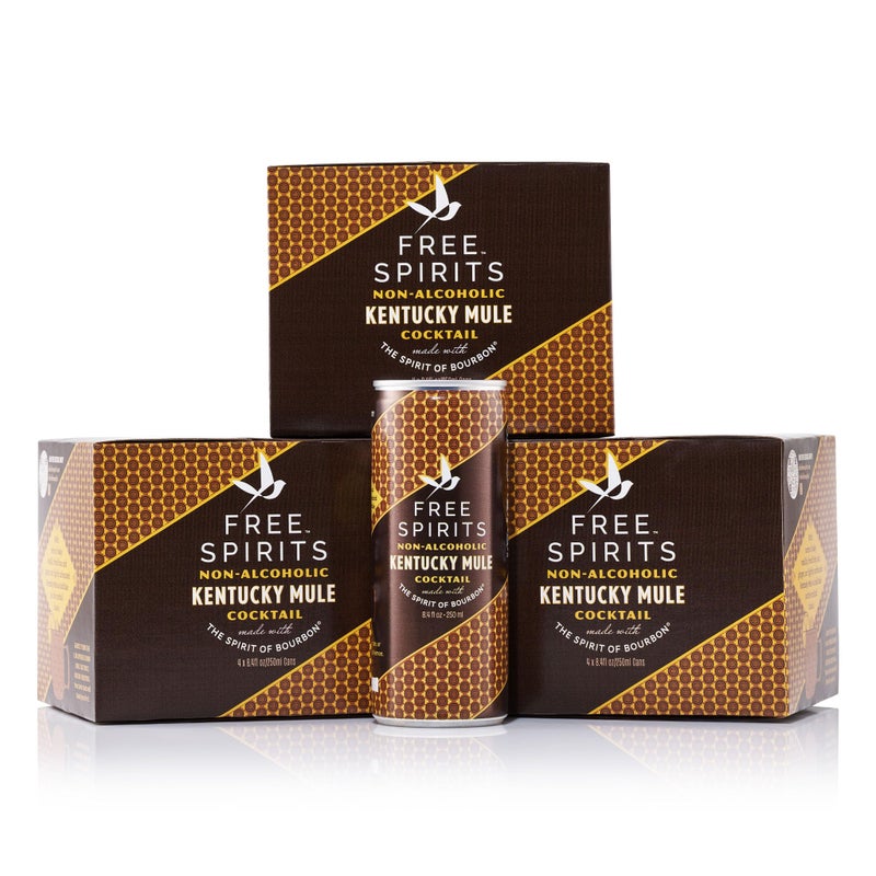 Free Spirits Kentucky Mule - Non-Alcoholic Cocktail - Mixed Ready To Drink Mocktail - Low Sugar, Real Fruit Juice, B-Vitamins - Non-GMO & Vegan - 8.4 fl oz Cans (12 Pack) - Image 1