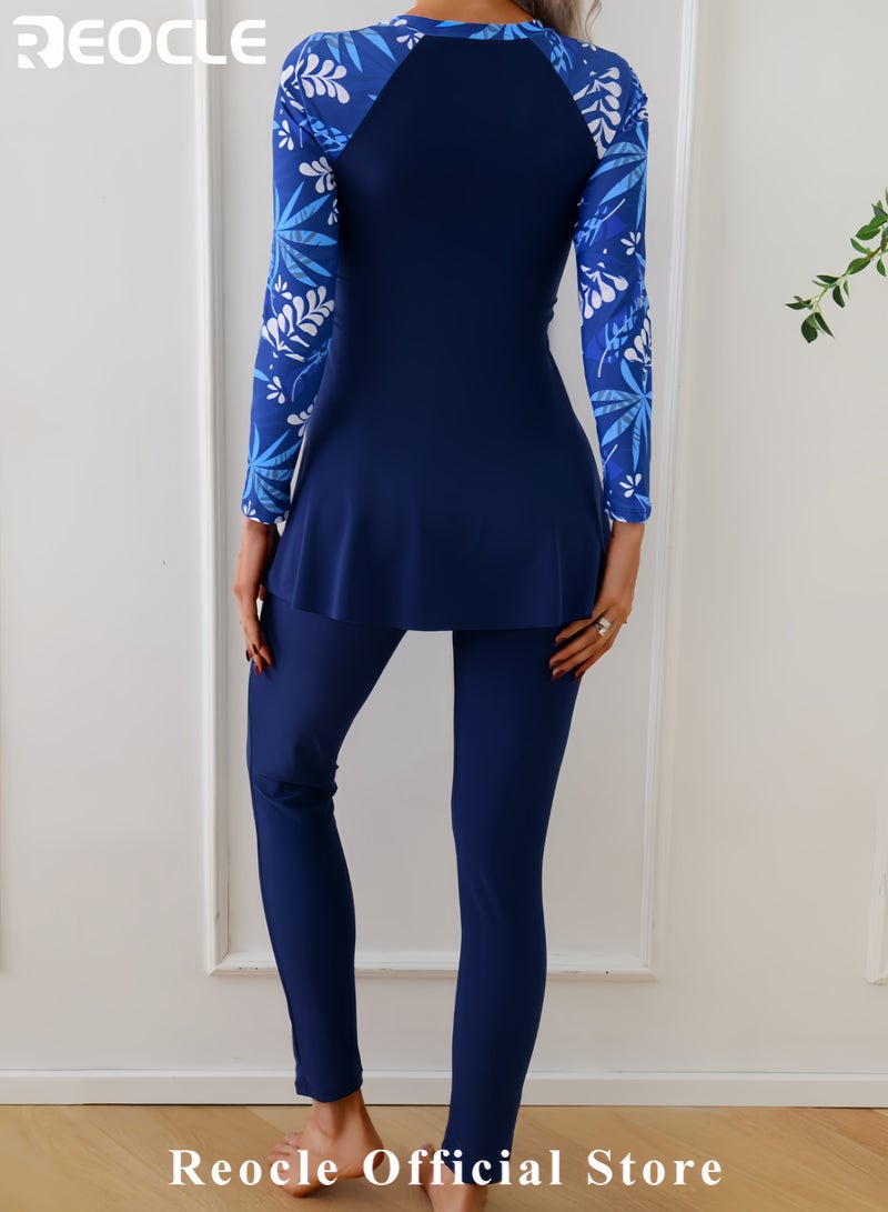 REOCLE Women Modest Muslim Swimwear Full Coverage Swimsuit Islamic with Hijab Burkini Long Sleeve 2 Pieces Swimsuit  - Image 4