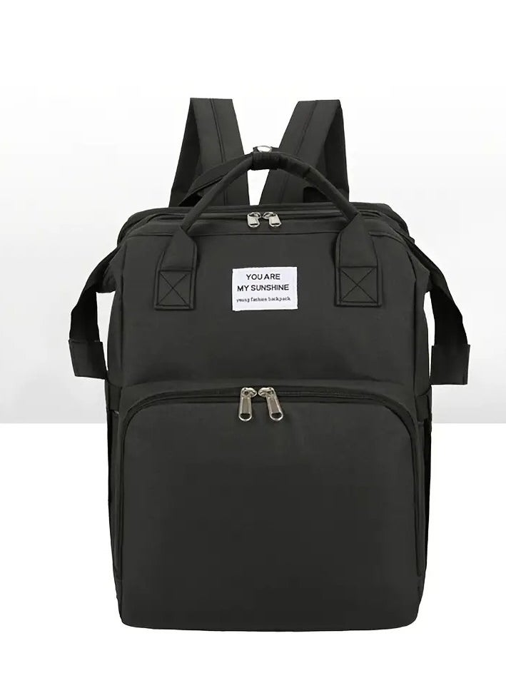 Little tots Diaper Bag Backpack, Fashion Backpack, Diaper Backpack, Multi-Functional Waterproof Large Travel Backpack, Thermal Insulation Milk Bag, Multi-Purpose Mommy Bed Bag Mommy Fashion Backpack, Black color  - Image 1