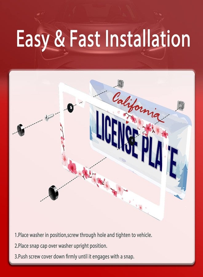 Omw2fyb Personalise Beautiful Cherry Blossom License Plate Frames Floral License Plate Frame Car Universal Aluminum Accessories Cars Decor with 2 Holes and Screws Fits Standard US Vehicles Size: 12.2 x 6 Inch - Image 5
