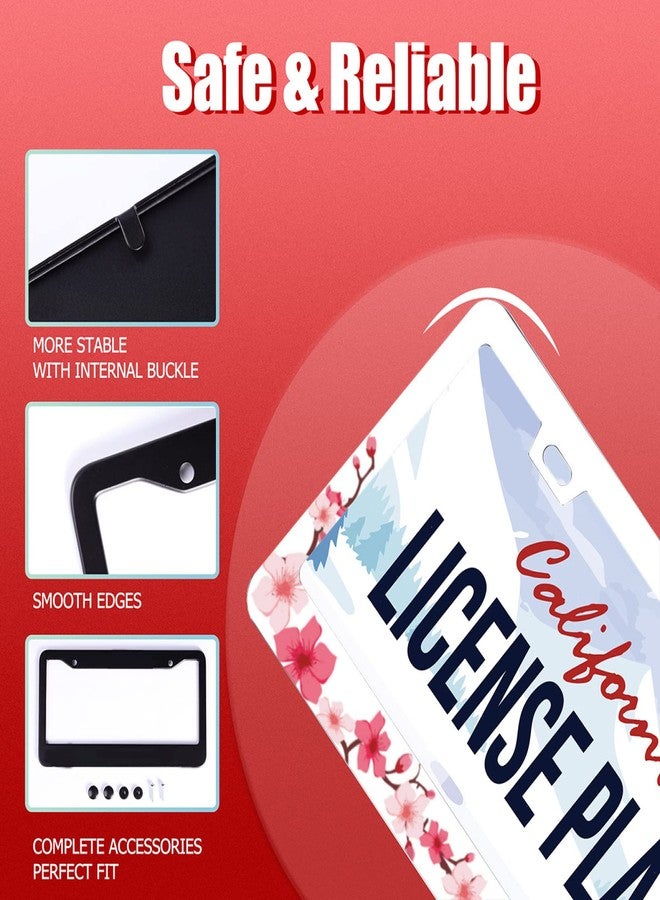 Omw2fyb Personalise Beautiful Cherry Blossom License Plate Frames Floral License Plate Frame Car Universal Aluminum Accessories Cars Decor with 2 Holes and Screws Fits Standard US Vehicles Size: 12.2 x 6 Inch - Image 2