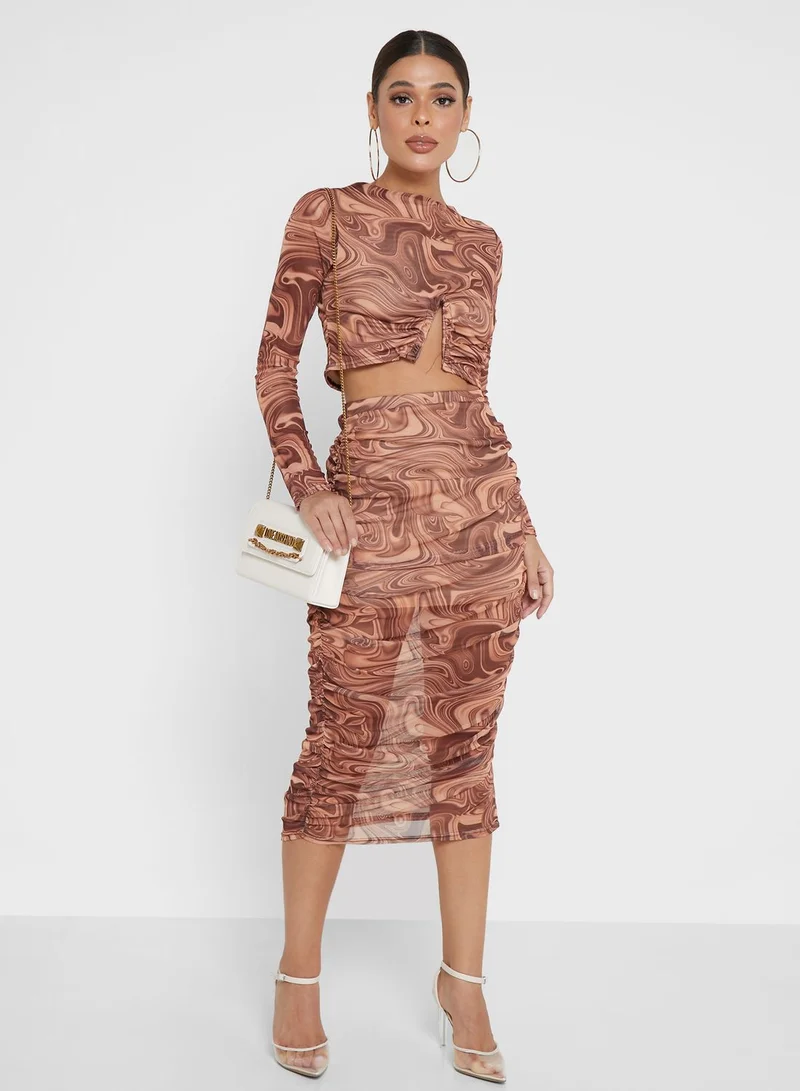 Missguided Ruched High Waist Skirt