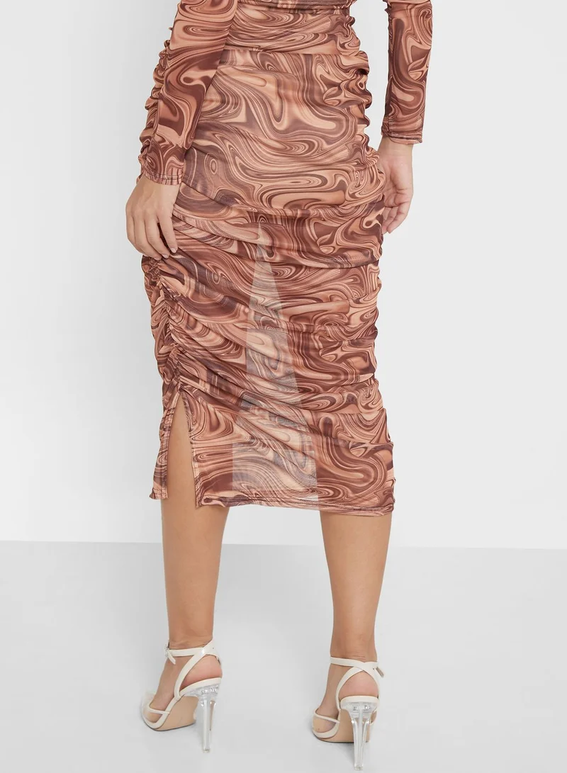 Missguided Ruched High Waist Skirt