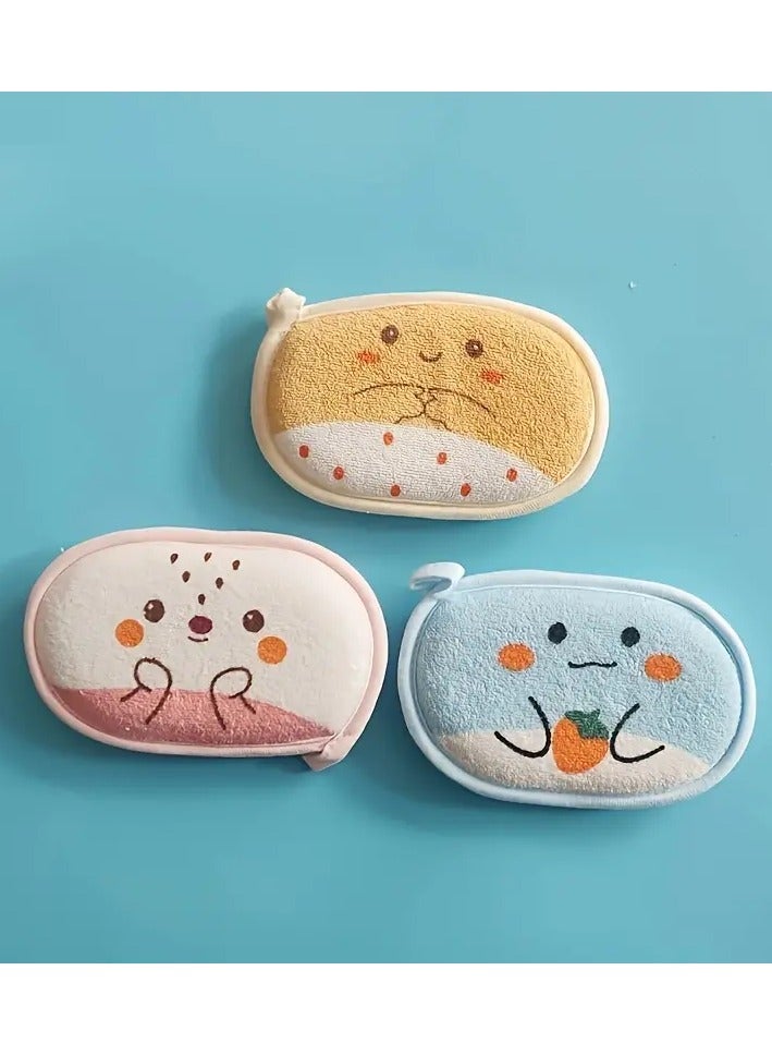 جلوسكي إسفنج حمام كرتون ، غسيل دش مرتد ناعم مع امتصاص سريع وإطلاق رغوة ، إكسسوارات استحمام منتجع صحي دائم للاستخدام الصباحي والمساء - Image 2