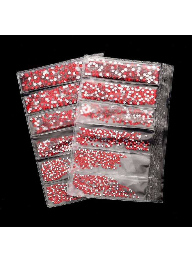 Bememo 3456 Pieces Nail Crystals AB Nail Art Rhinestones Round Beads Flatback Glass Charms Gems Stones, 6 Sizes for Nails Decoration Makeup Clothes Shoes (Red, Mixed SS4 5 6 8 10 12) Red - Image 5